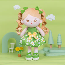 Load image into Gallery viewer, Personalized Green Floral Dress With Braid Plush Baby Girl Doll