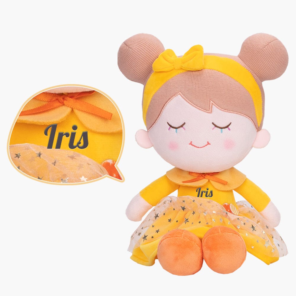 OUOZZZ Personalized Sweet Girl Plush Doll For Kids Iris Yellow