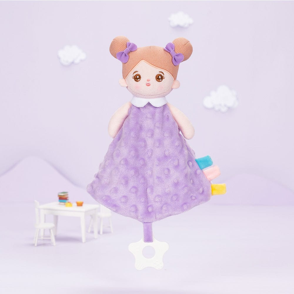 Personalizedoll Purple Baby Soft Plush Towel Toy with Teether