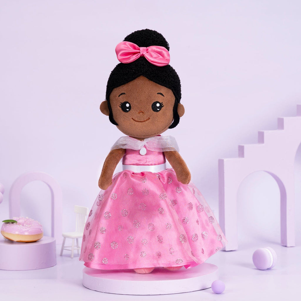 OUOZZZ Personalized Deep Skin Tone Plush Pink Princess Doll