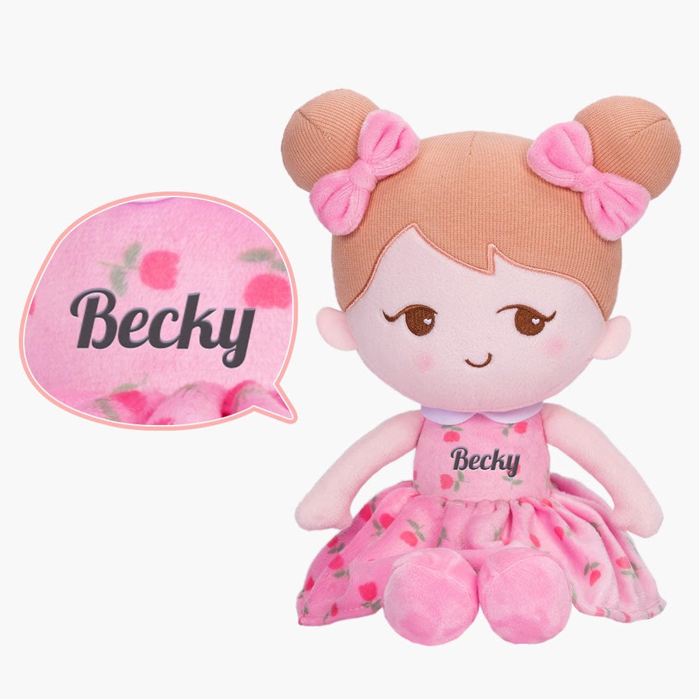 OUOZZZ Personalized Sweet Girl Plush Doll For Kids Becky Pink