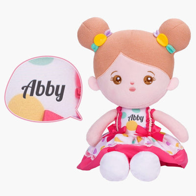 OUOZZZ Personalized Pink Polka Dot Skirt Plush Rag Baby Doll Only Doll⭕️