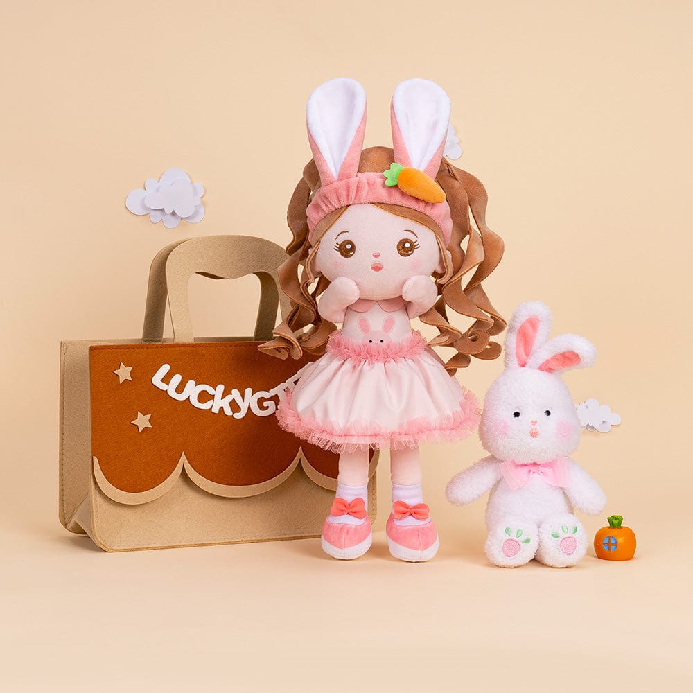 OUOZZZ Personalized Rabbit Plush Baby Doll & Backpack Set-2