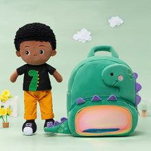 Load image into Gallery viewer, Personalized Deep Skin Tone Plush Cool Boy Doll + Backpack