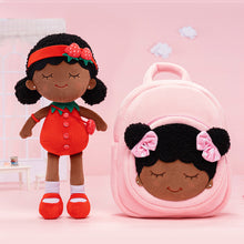 Load image into Gallery viewer, Personalized Red Deep Skin Tone Plush Dora Doll + Backpack