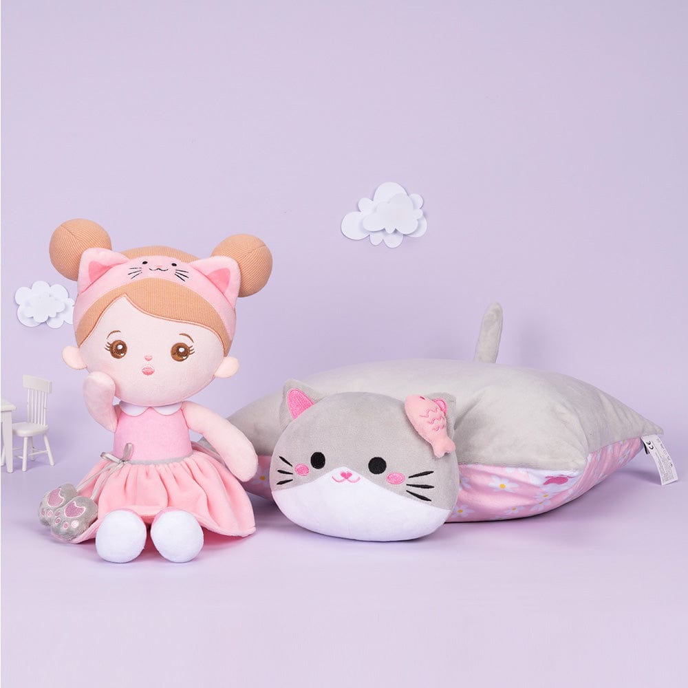 OUOZZZ Personalized Plush Kitten Doll & Pillow & Soothing Towel Gift Set