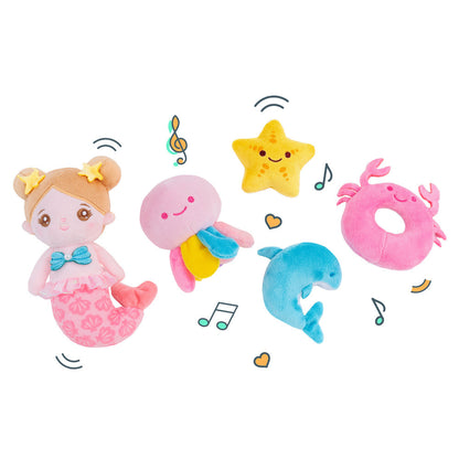 Personalized Baby's First Mermaid Shell Bag Sensory Toy Plush Playset