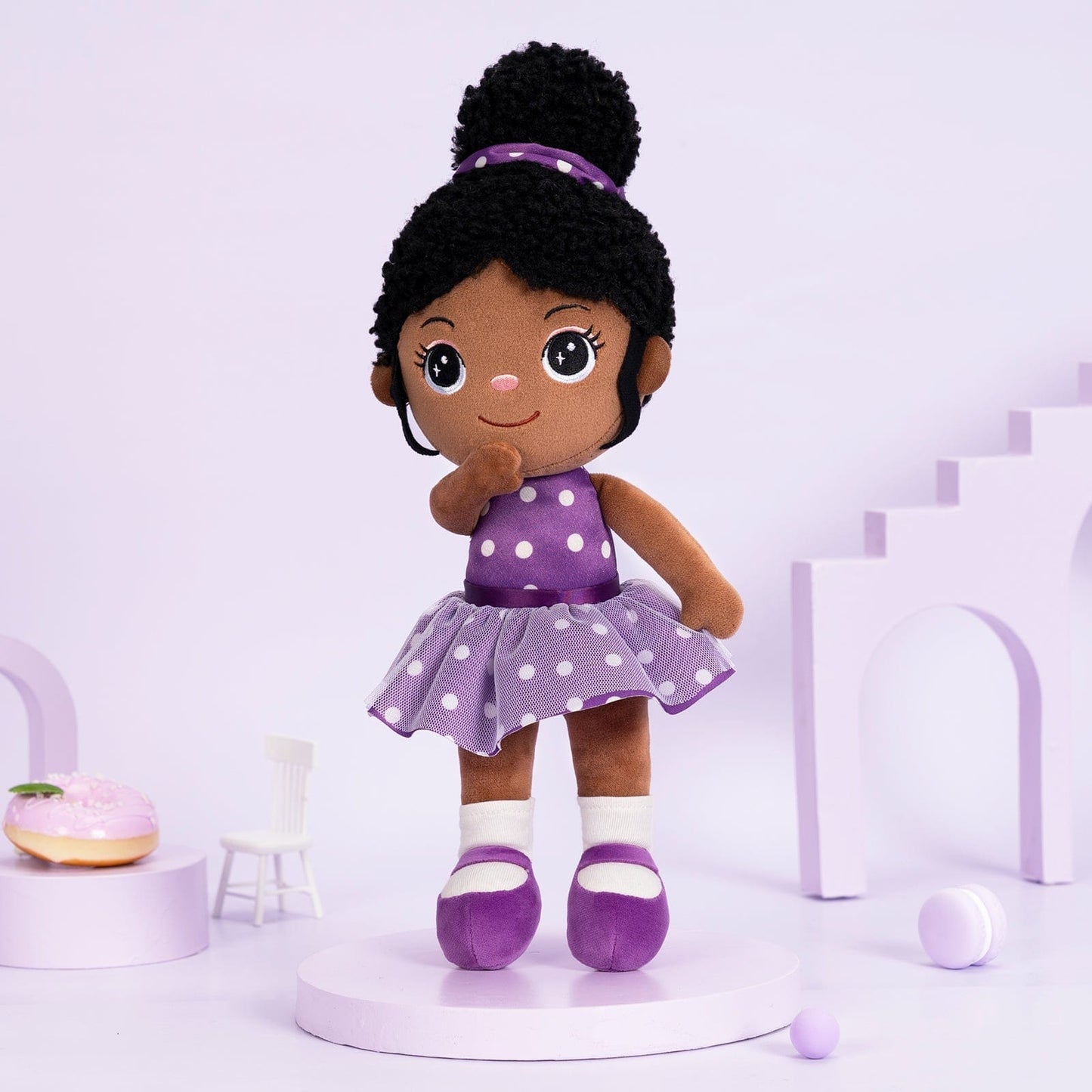 lovinglydoll Personalized Deep Skin Tone Plush Doll Purple Nevaeh