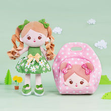 Load image into Gallery viewer, Personalized Green Floral Dress With Braid Plush Baby Girl Doll
