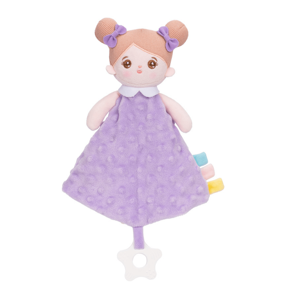 OUOZZZ Purple Baby Soft Plush Towel Toy with Teether 01