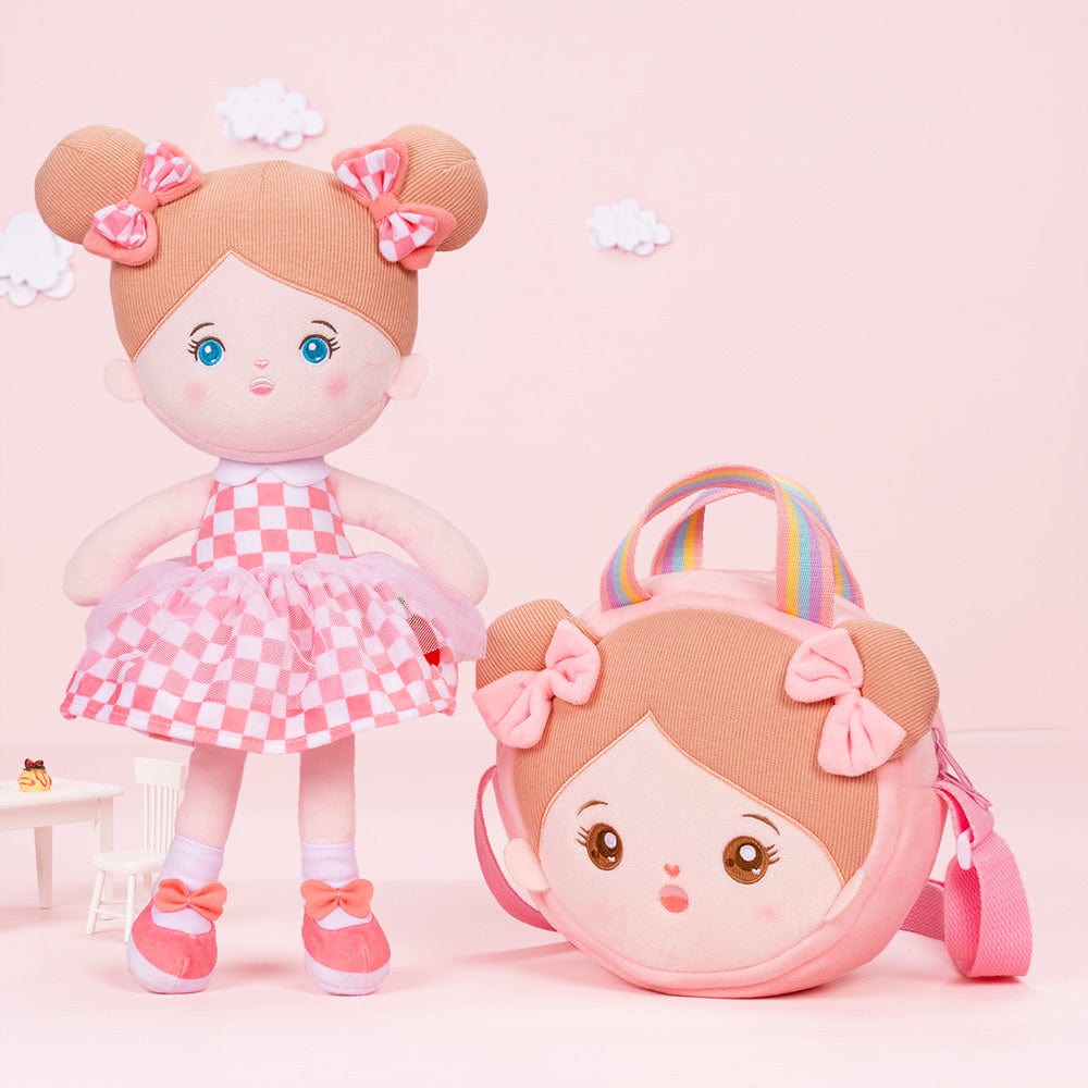 OUOZZZ Personalized Pink Blue Eyes Girl Plush Rag Baby Doll