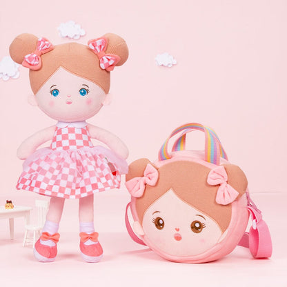 OUOZZZ Personalized Pink Blue Eyes Girl Plush Rag Baby Doll