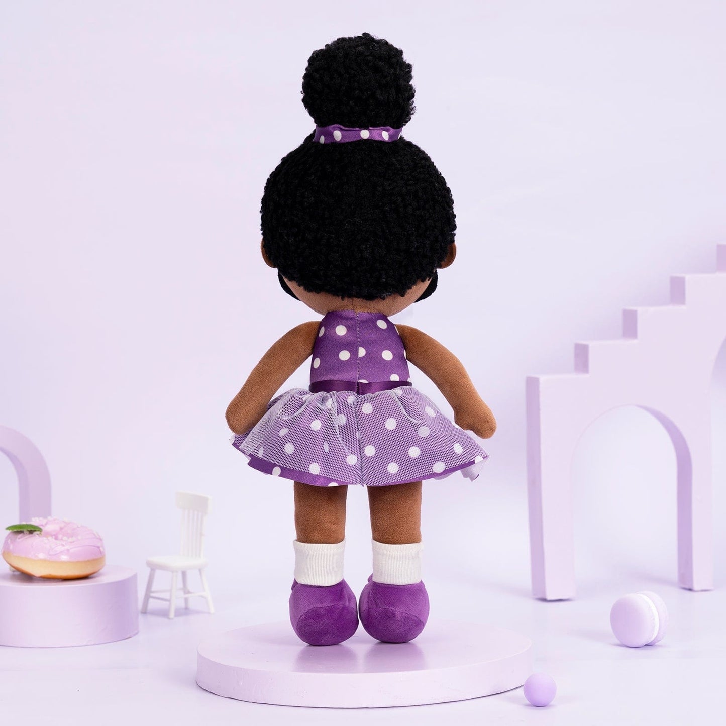 lovinglydoll Personalized Deep Skin Tone Plush Doll Purple Nevaeh
