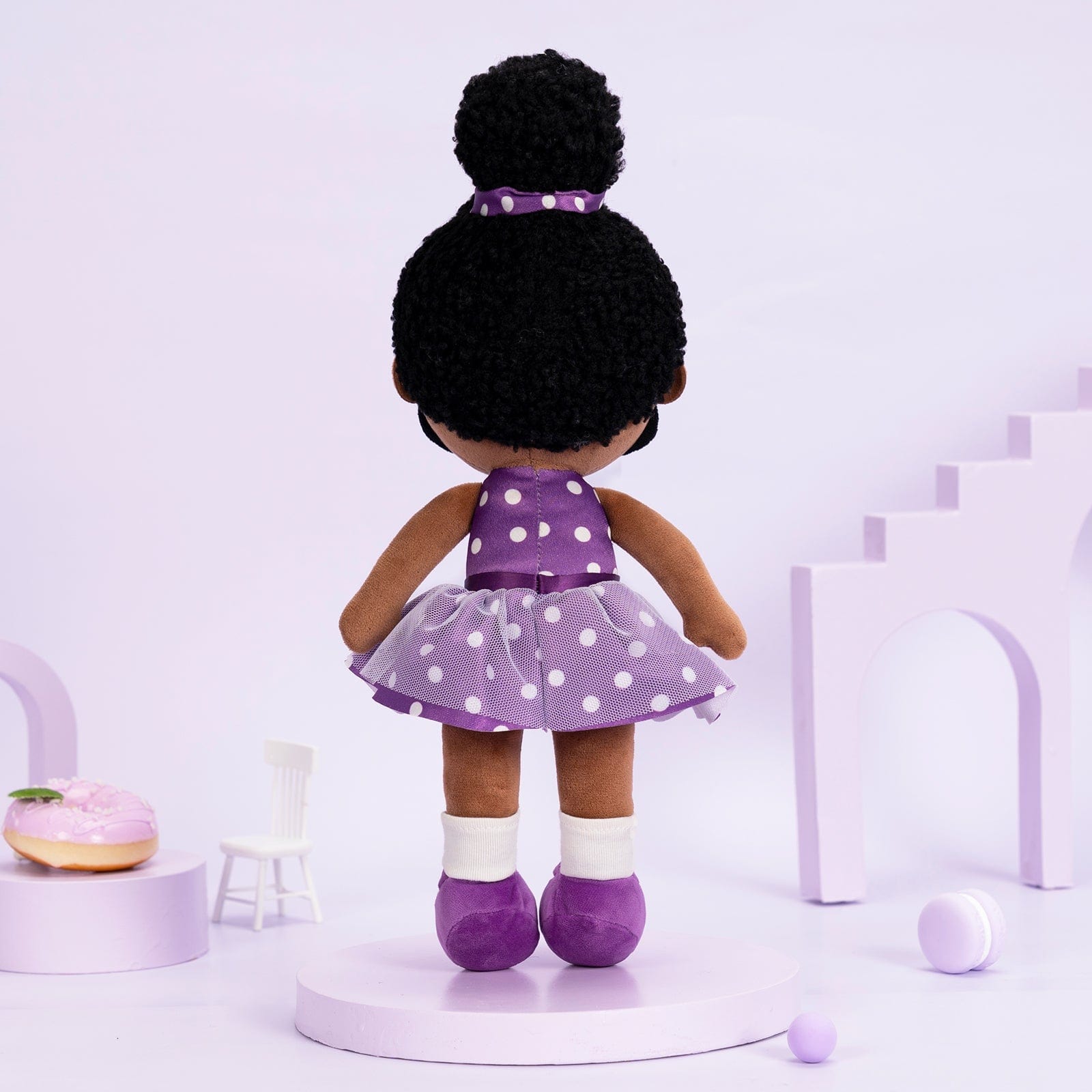 lovinglydoll Personalized Deep Skin Tone Plush Doll Purple Nevaeh