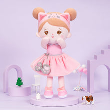 Load image into Gallery viewer, Personalized Pink Cat Girl Doll + Cloth Basket Gift Set