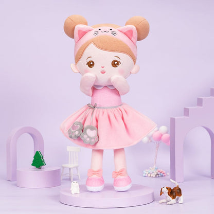 OUOZZZ Personalized Baby Doll + Backpack Combo Gift Set Pink Cat Doll / Only Doll