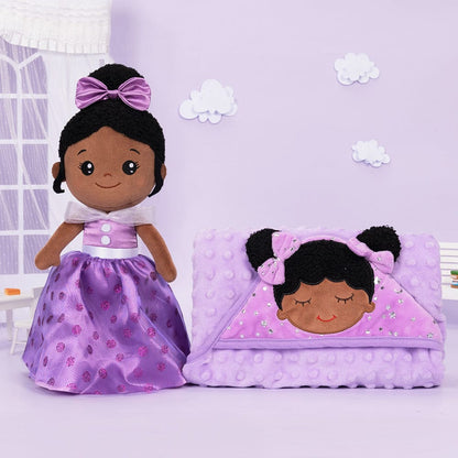 OUOZZZ Personalized Deep Skin Tone Plush Purple Princess Doll
