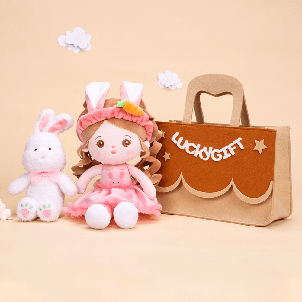 OUOZZZ Easter Sale - Personalized Rabbit Girl Plush Doll Long Ears Bunny Doll + 🐰Rabbit + Gift Bag