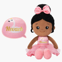 Load image into Gallery viewer, OUOZZZ Personalized Deep Skin Tone Plush Pink Ballet Doll Ballerina