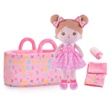 Load image into Gallery viewer, Personalized Abby Pink Girl Doll + Cloth Basket Gift Set