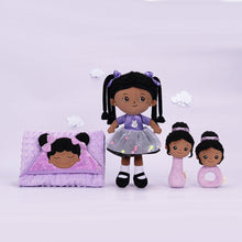 Load image into Gallery viewer, OUOZZZ Personalized Purple Deep Skin Tone Plush Ash Doll Ash+Blanket (47&quot; x 47&quot;)+Rattles