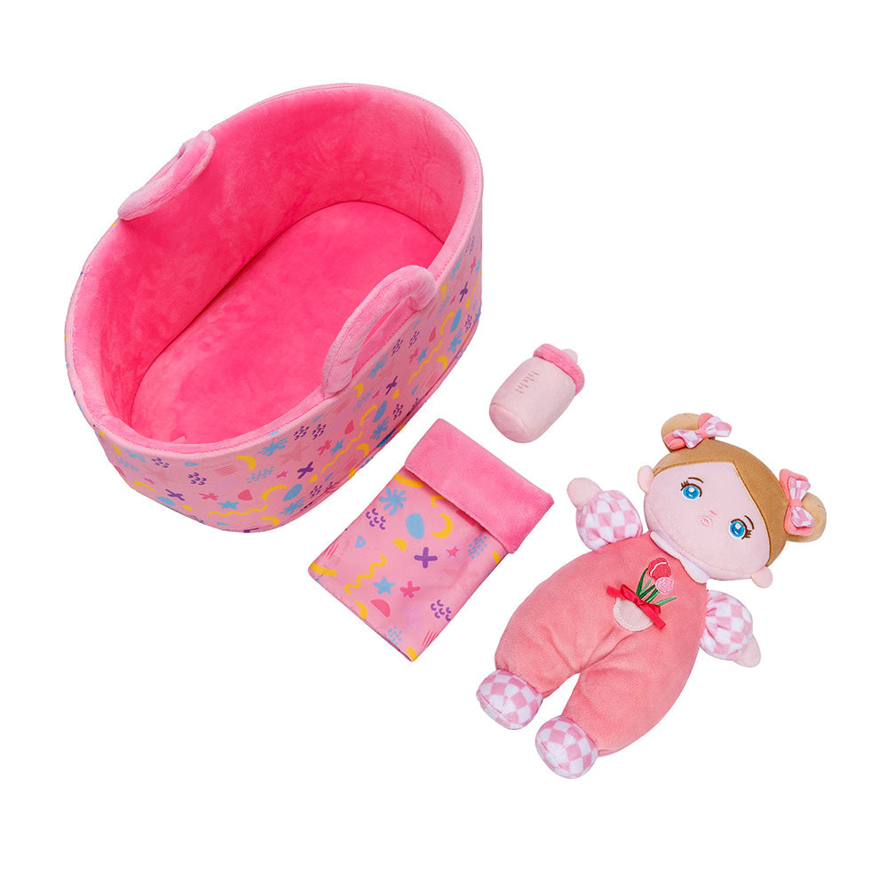 Personalized Blue Eyes Mini Plush Baby Girl Doll & Gift Set