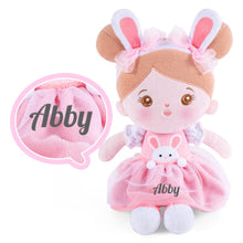 Load image into Gallery viewer, OUOZZZ Personalized Rabbit Plush Baby Doll &amp; Backpack Small Ear Abby