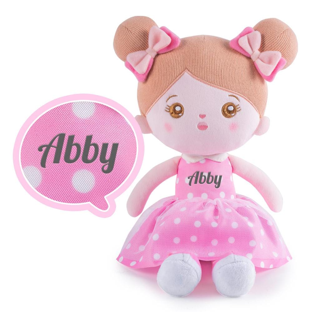 OUOZZZ Personalized Sweet Pink Doll and Backpack Gift Set Abby Pink + Backpack