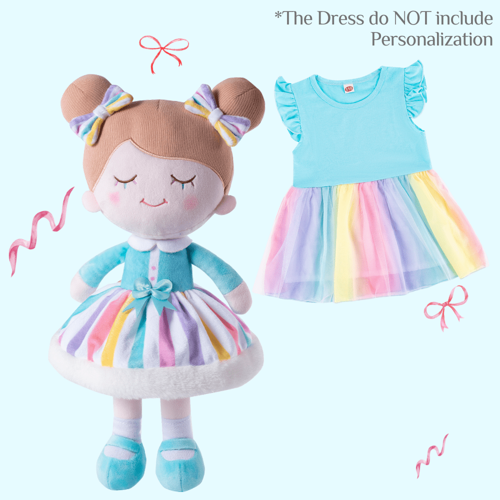 OUOZZZ Personalized Doll and Rainbow Dress Combo Rainbow Doll + Dress Combo / 90 (9-12 Month)