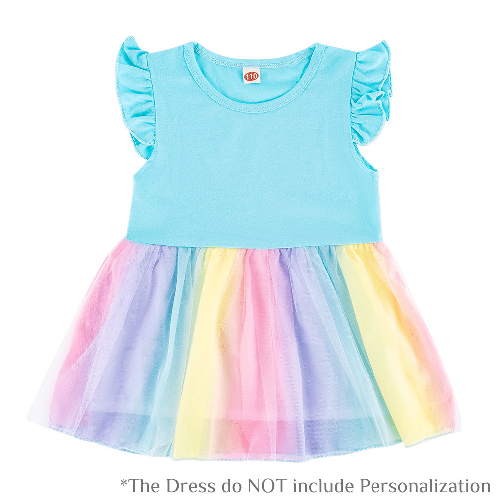 OUOZZZ Rainbow Baby Dress Blue / 90