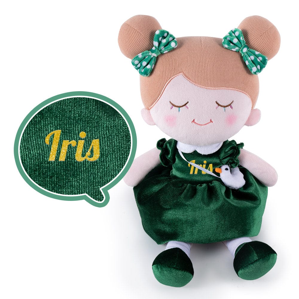 OUOZZZ Personalized Dark Green Doll and Backpack Gift Set Green + Backpack