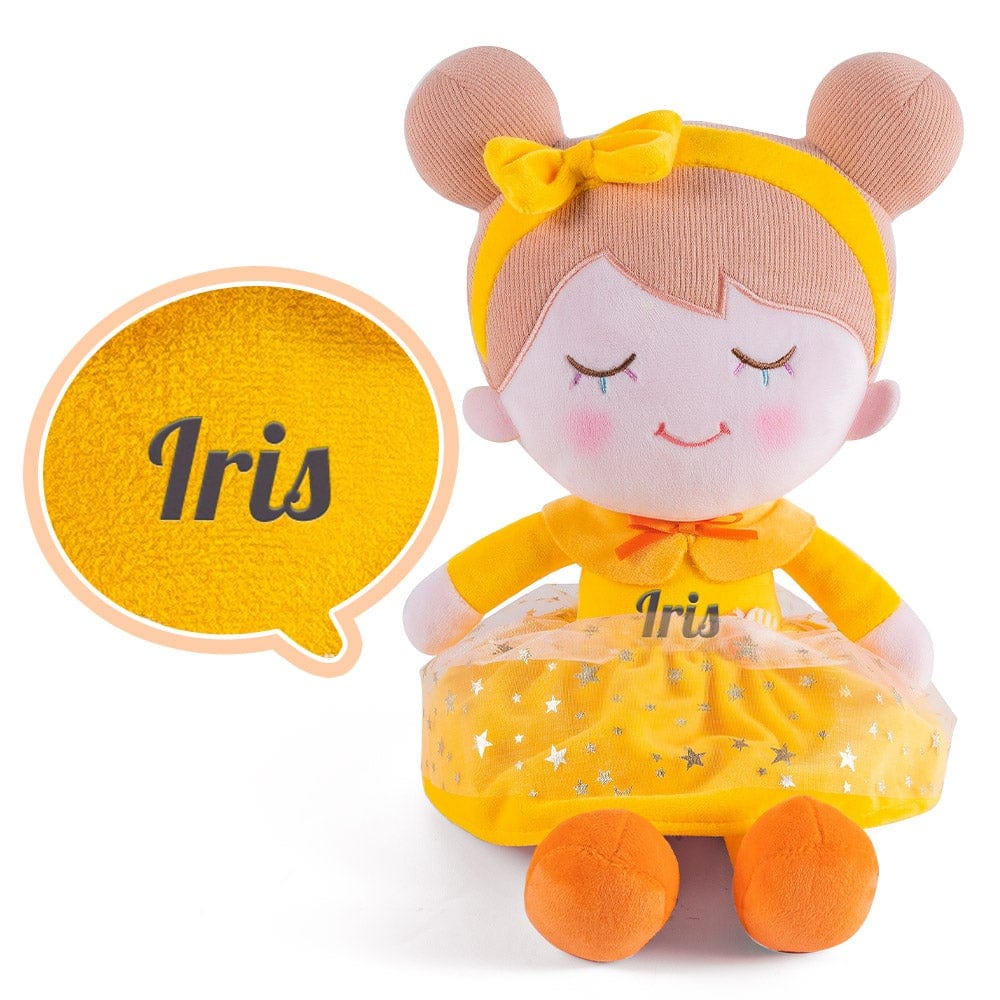 OUOZZZ Personalized Yellow Doll and Backpack Gift Set Yellow Iris + Backpack