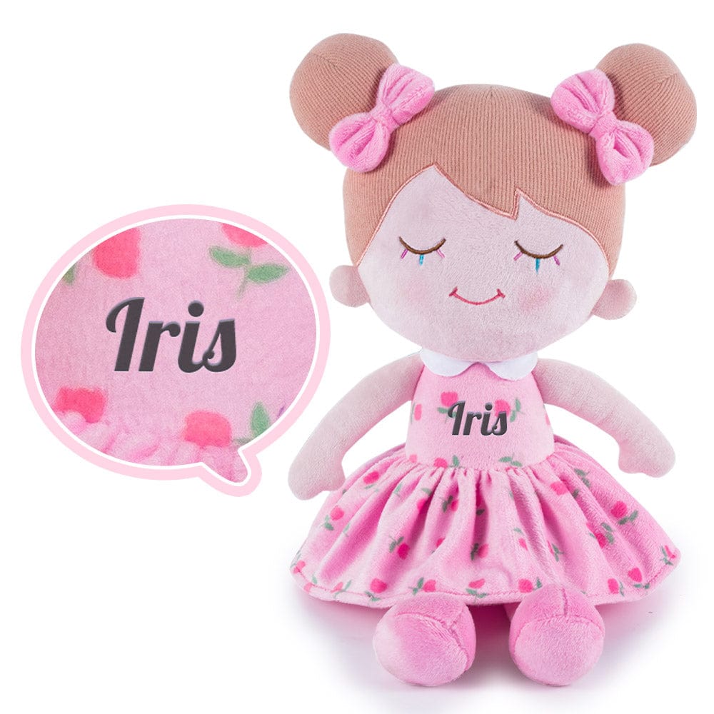 OUOZZZ Personalized Plush Rag Baby Girl Doll + Backpack Bundle -2 Skin Tones Iris - Pink / Only Doll