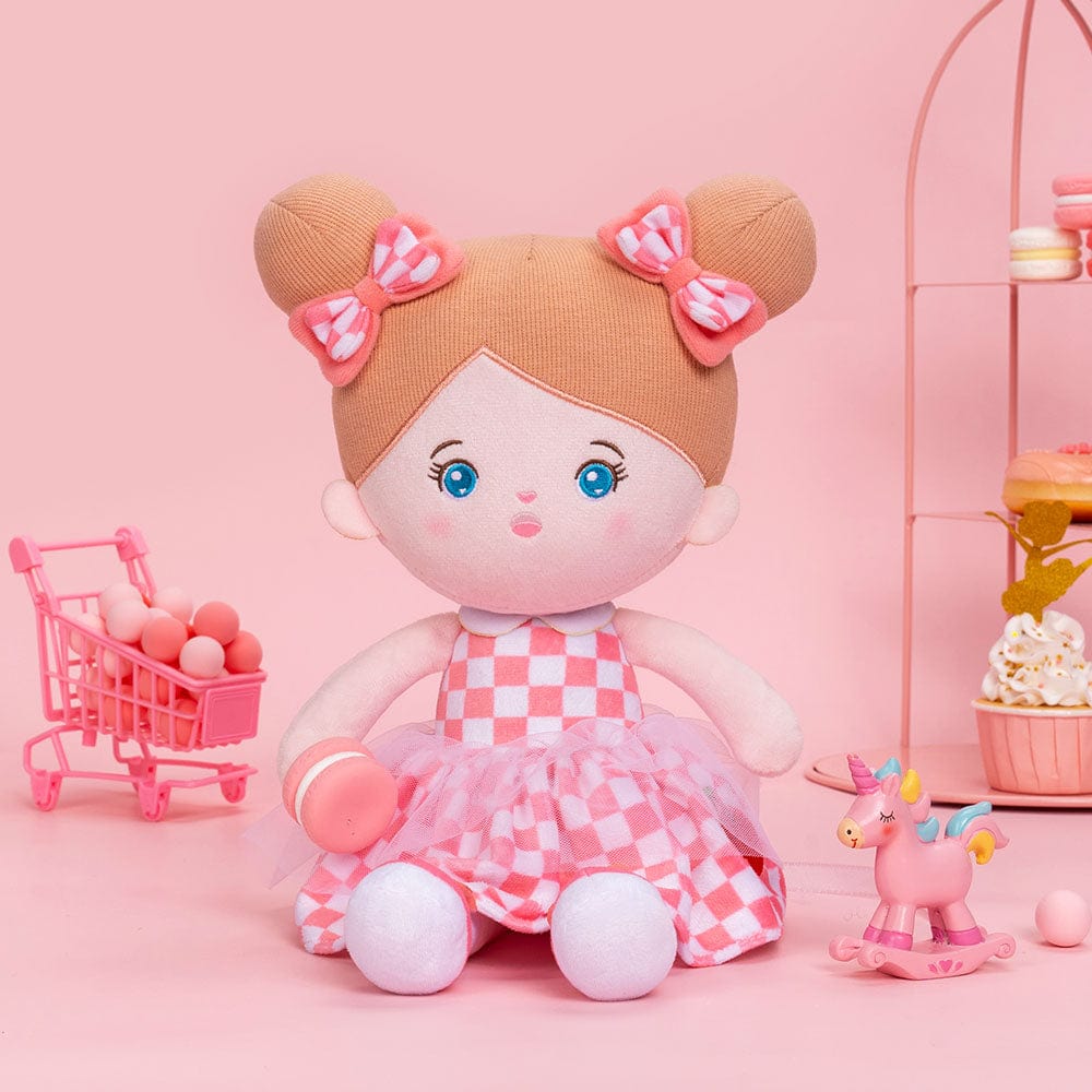 OUOZZZ Personalized Pink Blue Eyes Girl Plush Rag Baby Doll