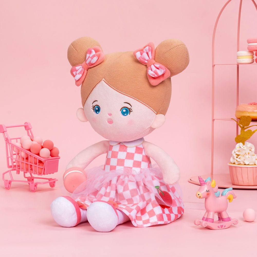 OUOZZZ Personalized Pink Blue Eyes Girl Plush Rag Baby Doll