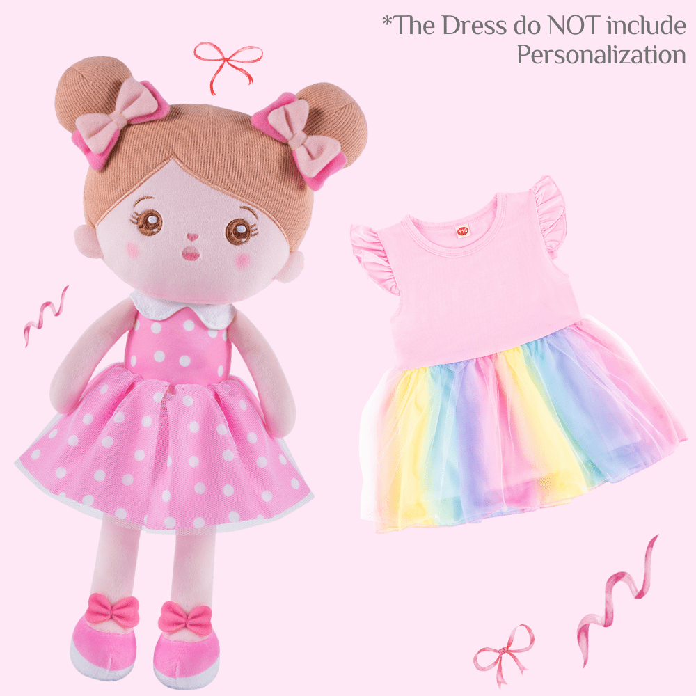 OUOZZZ Personalized Doll and Rainbow Dress Combo Pink Doll + Dress Combo / 90 (9-12 Month)