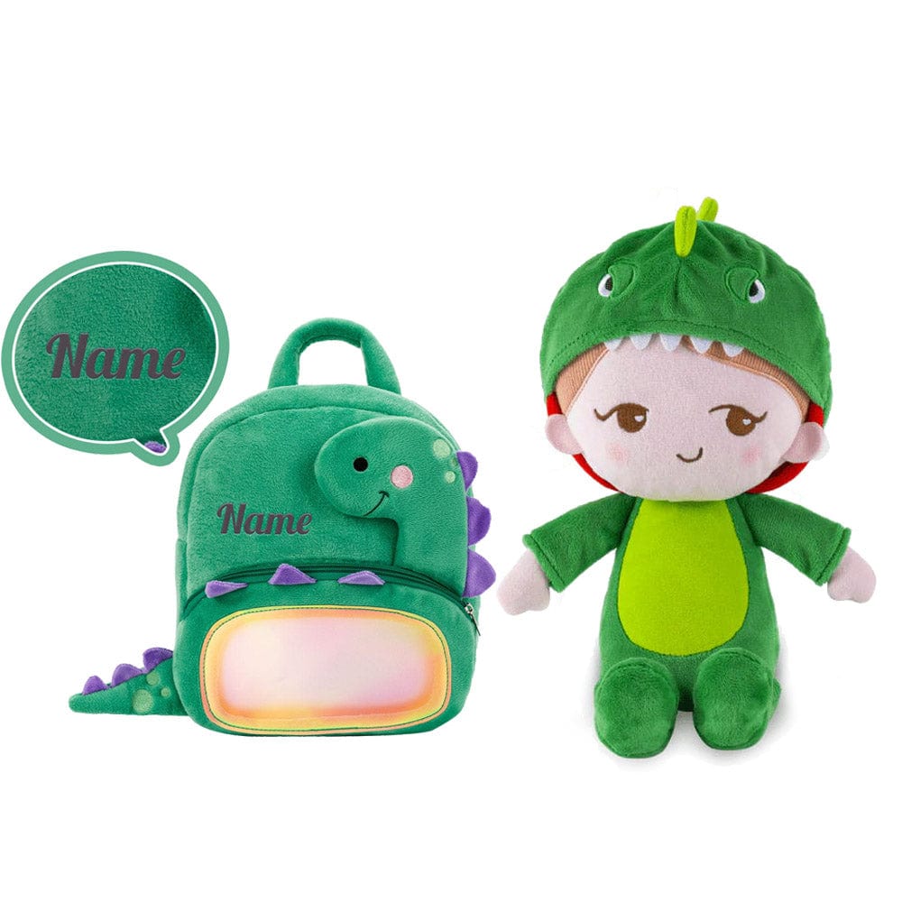 OUOZZZ Personalized Plush Baby Backpack And Optional Doll Dinosaur Boy / With Backpack
