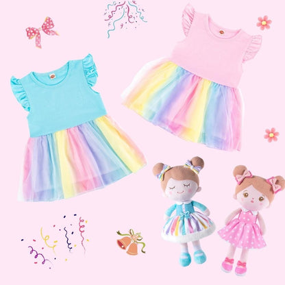 OUOZZZ Personalized Doll and Rainbow Dress Combo