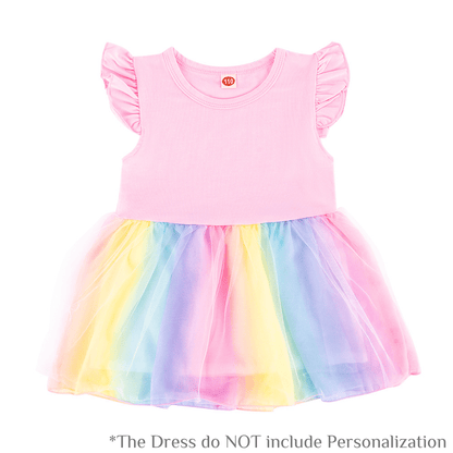 OUOZZZ Rainbow Baby Dress Pink / 90
